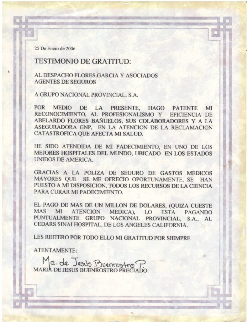 Testimonios Seguro De Gastos Medicos Una Esperanza De Vida Seguros Flores Mexicali 5014